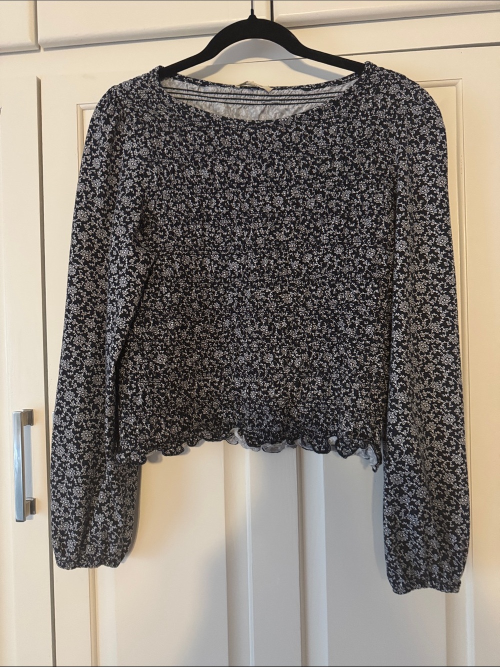 Madewel navy Floral Long-Sleeve Women's Top
